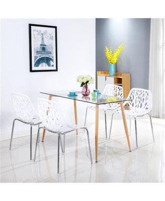 4-Piece Birds Nest Style Lounge Chair Set, Elegant White Design for Indoor & Outdoor Use