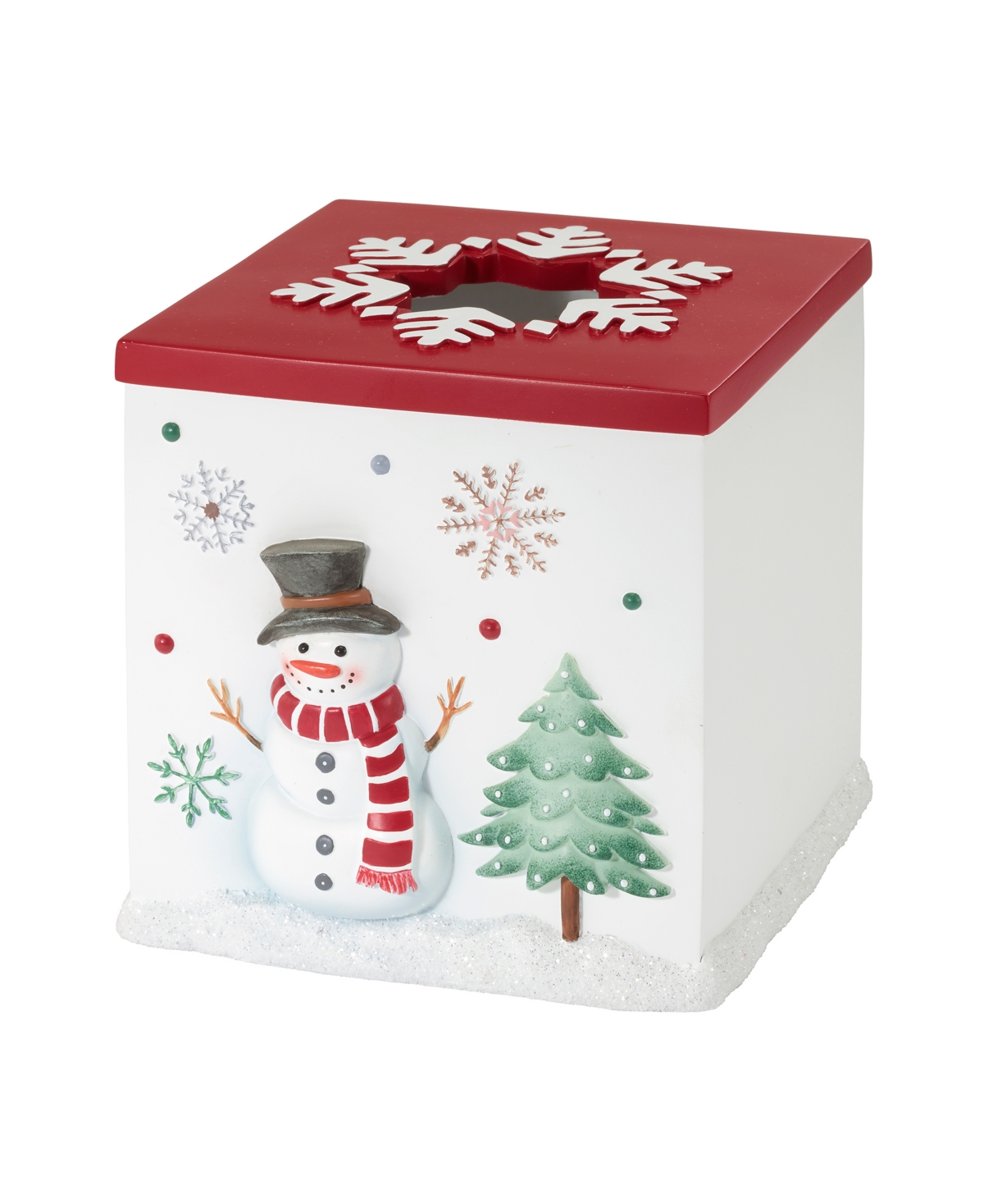 Winter Snowman Resin Tissue Box Cover - White