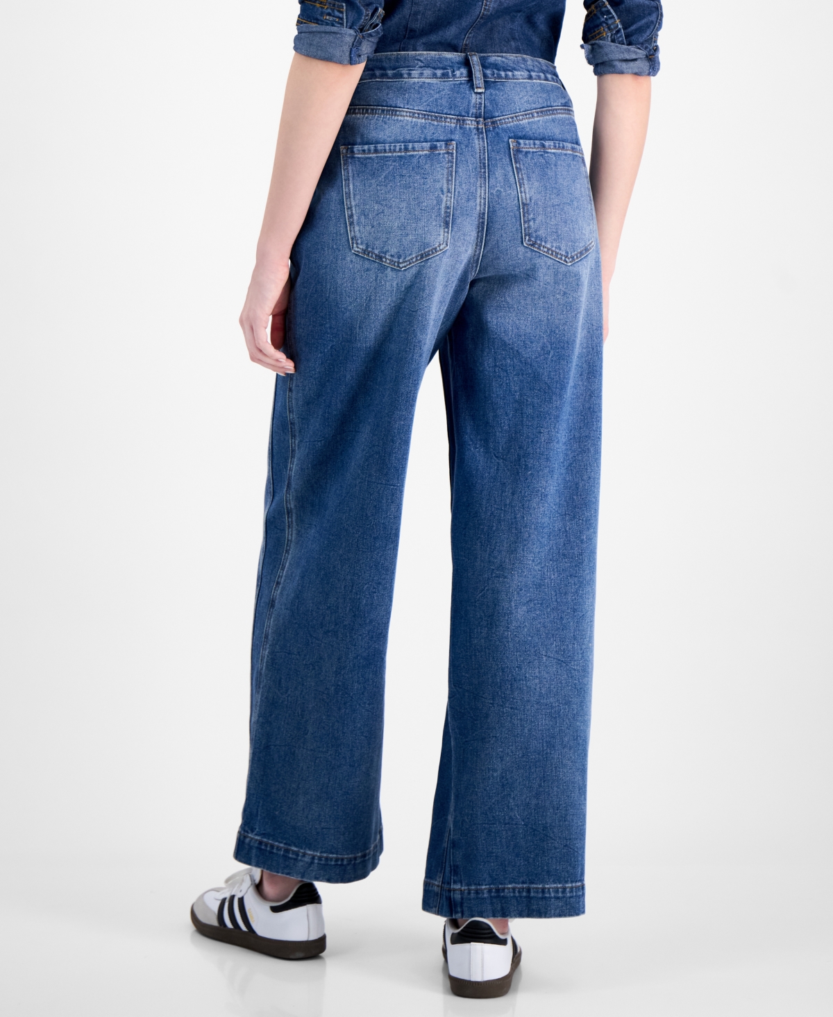 Shop And Now This Women's High-rise Seam-front Wide-leg Jeans, Exclusively At Macy's In Medium Wash