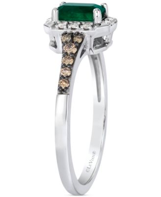Emerald (1/3 ct. t.w.), Nude Diamond (1/20 ct. t.w.) & Chocolate Diamond (1/6 ct. t.w.) Ring in 14k White Gold