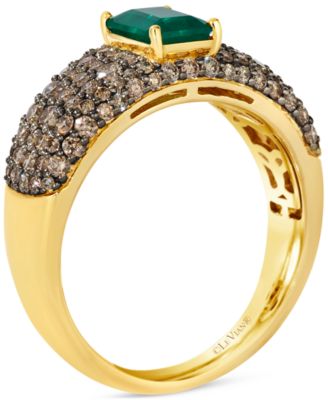Emerald (5/8 ct. t.w.) & Chocolate Diamond (1 ct. t.w.) Ring in 14k Honey Gold