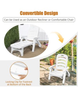 5 Position Adjustable Folding Lounger Chaise Chair on Wheels