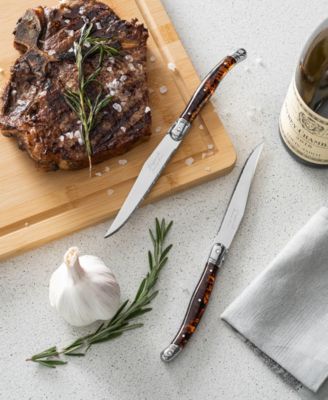 Laguiole Connoisseur 4-Piece Steak Knife Set with Tortoise Handles