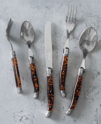 Laguiole Connoisseur 20-Piece 18/10 Flatware Set with Tortoise Handles