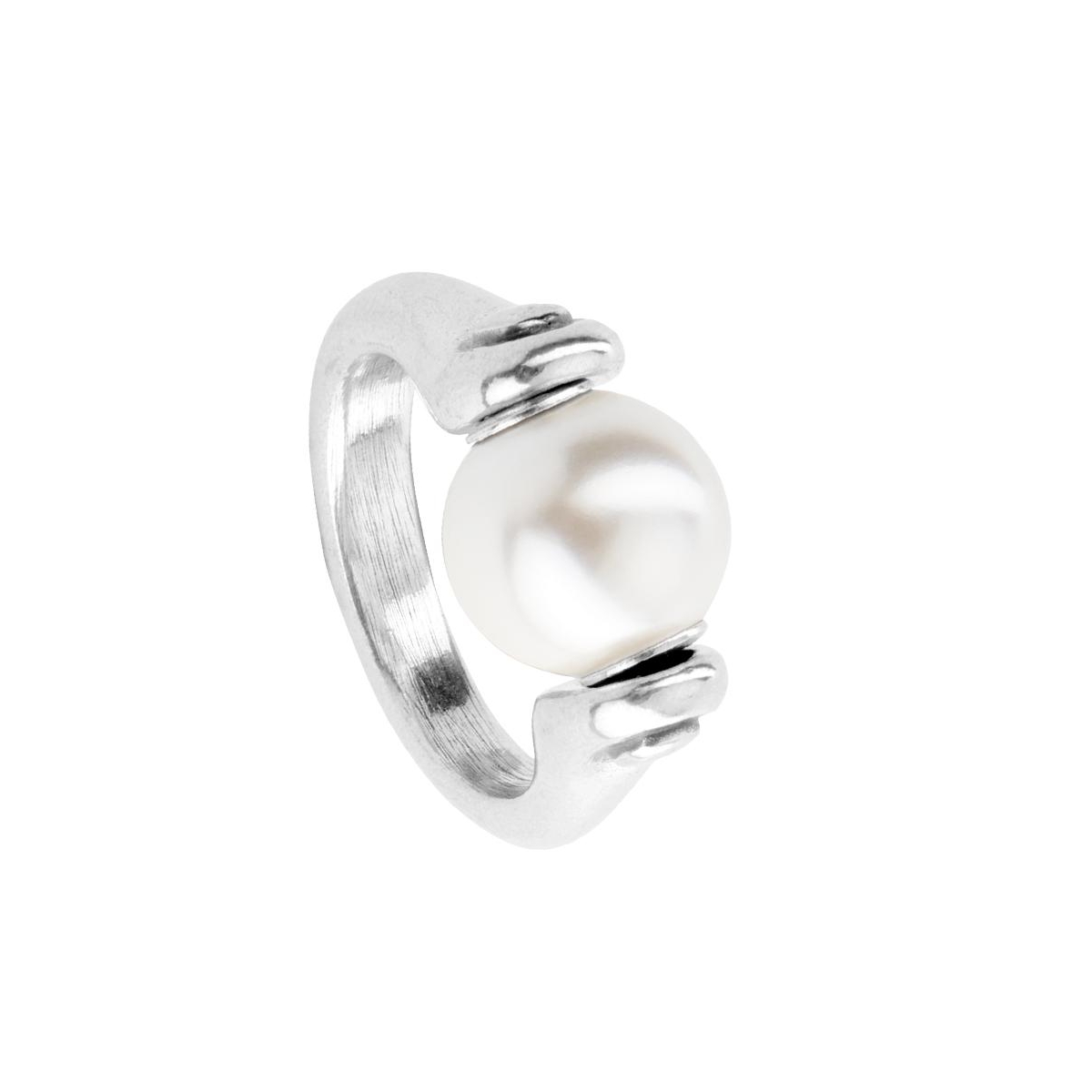 UNOde50 Sterling Silver Metal Mother of Pearl Clad Ring - Silver