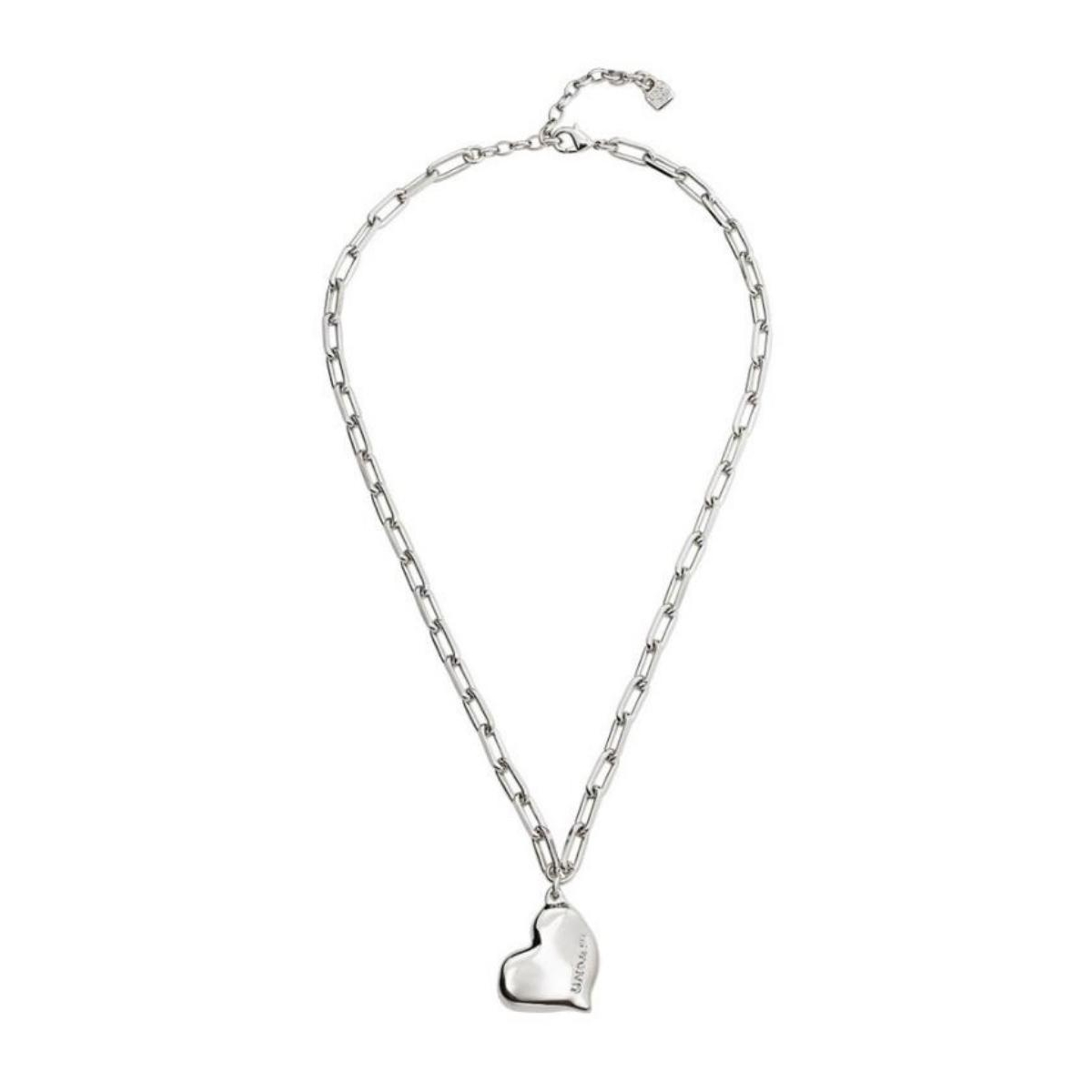 UNOde50 Sterling Silver-Plated Metal Alloy Medium Size Heart Necklace - Silver