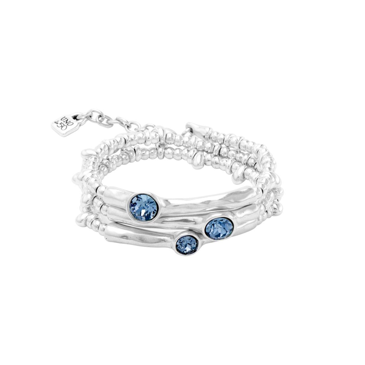 UNOde50 Sterling Silver- Plated Triple Faceted Metal Bracelet - Blue