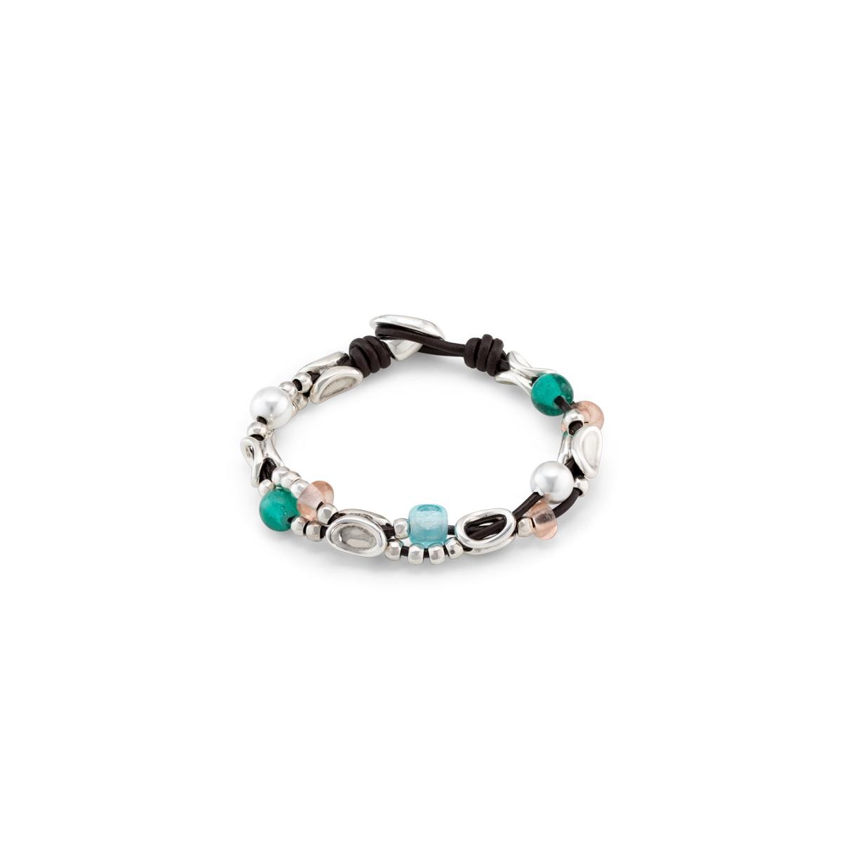 UNOde50 Sterling Silver-Plated Links and Handmade crystal Bracelet - MultiColor