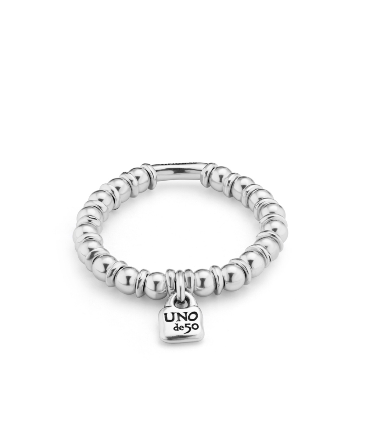 Unode50 Sterling Silver Metal Alloy Elastic Bracelet In Silver