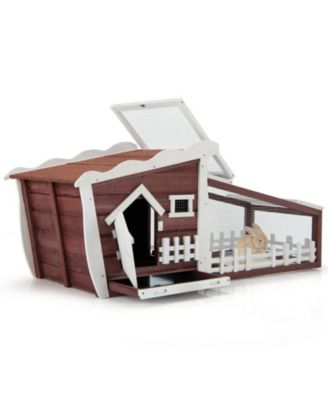 62 Inch Wooden Rabbit/Dog Hutch with Pull Out Tray