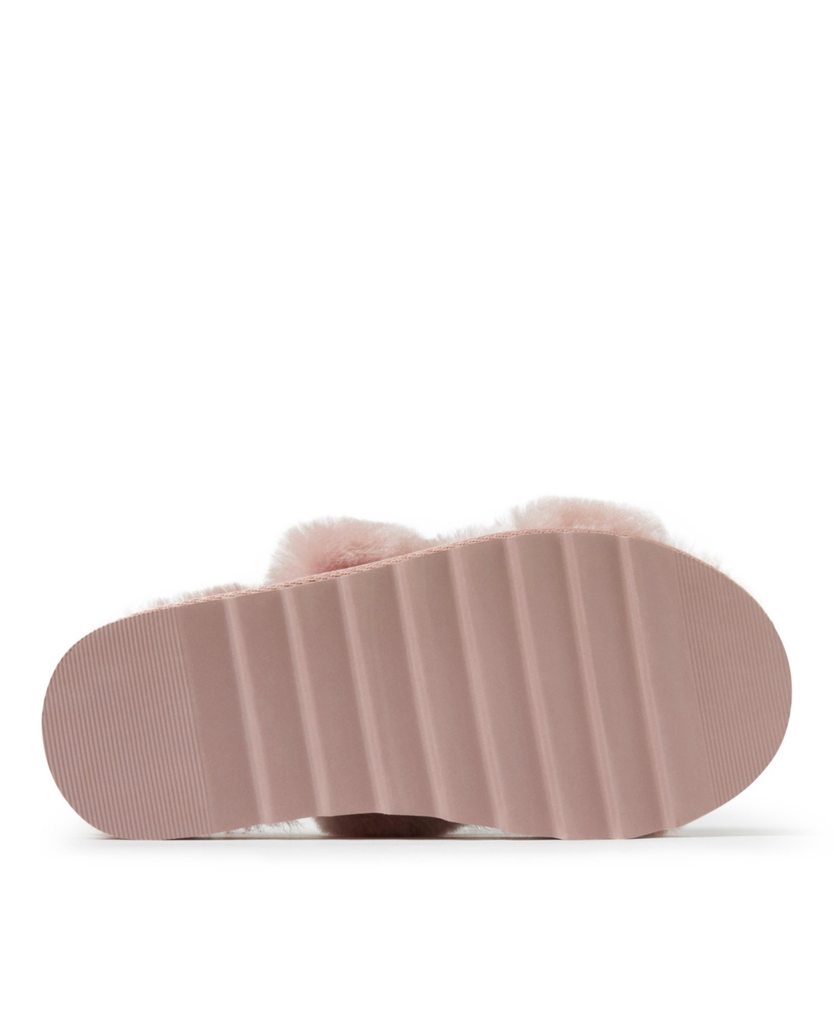 Dearfoams Women's Benalla Genuine Shearling Double Band Fuzzy Slide Slipper