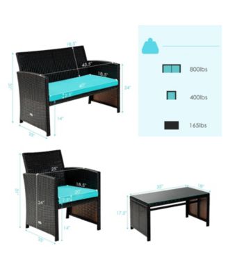 SUGIFT 4 Pieces Patio Rattan Cushioned Furniture Set