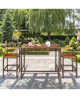 3 Pieces Patio Rattan Wicker Bar Dining Furniture Set