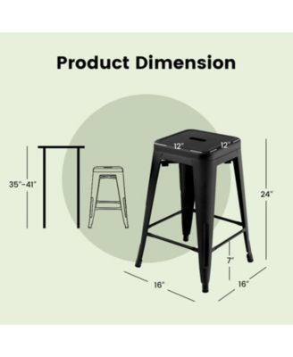 24 Inch Set of 4 Tolix Style Counter Height Barstool Stackable Chair