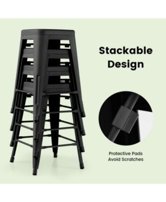 24 Inch Set of 4 Tolix Style Counter Height Barstool Stackable Chair
