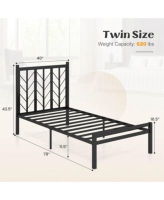 Twin Size Platform Bed with Headboard 11.5" Under Bed Storage Easy Assembly