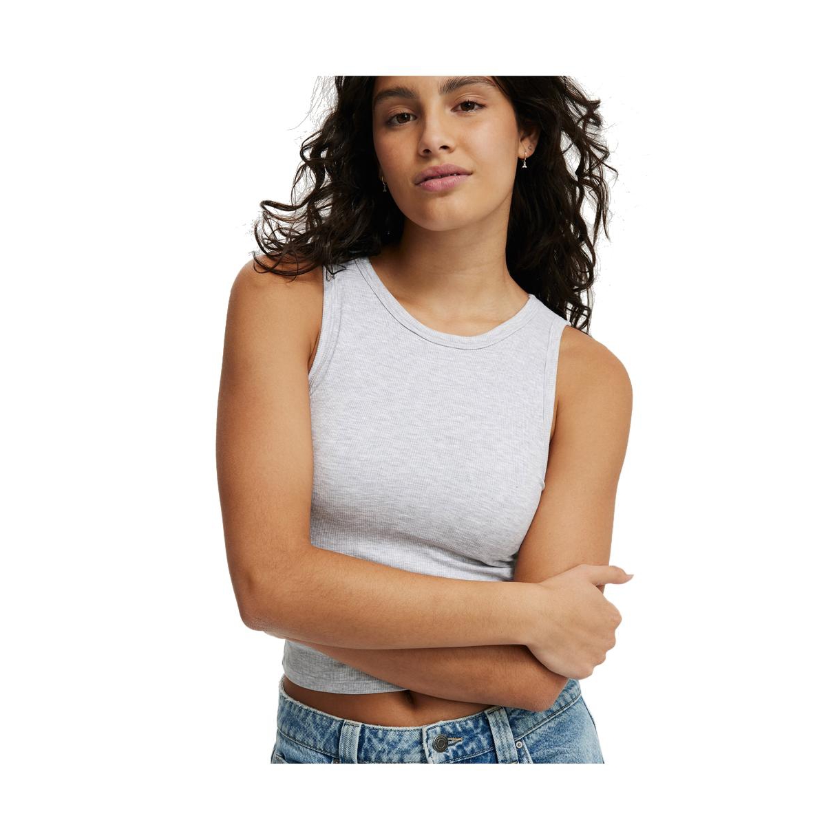 Women's Cotton On Staple Rib Built In Bra Tank