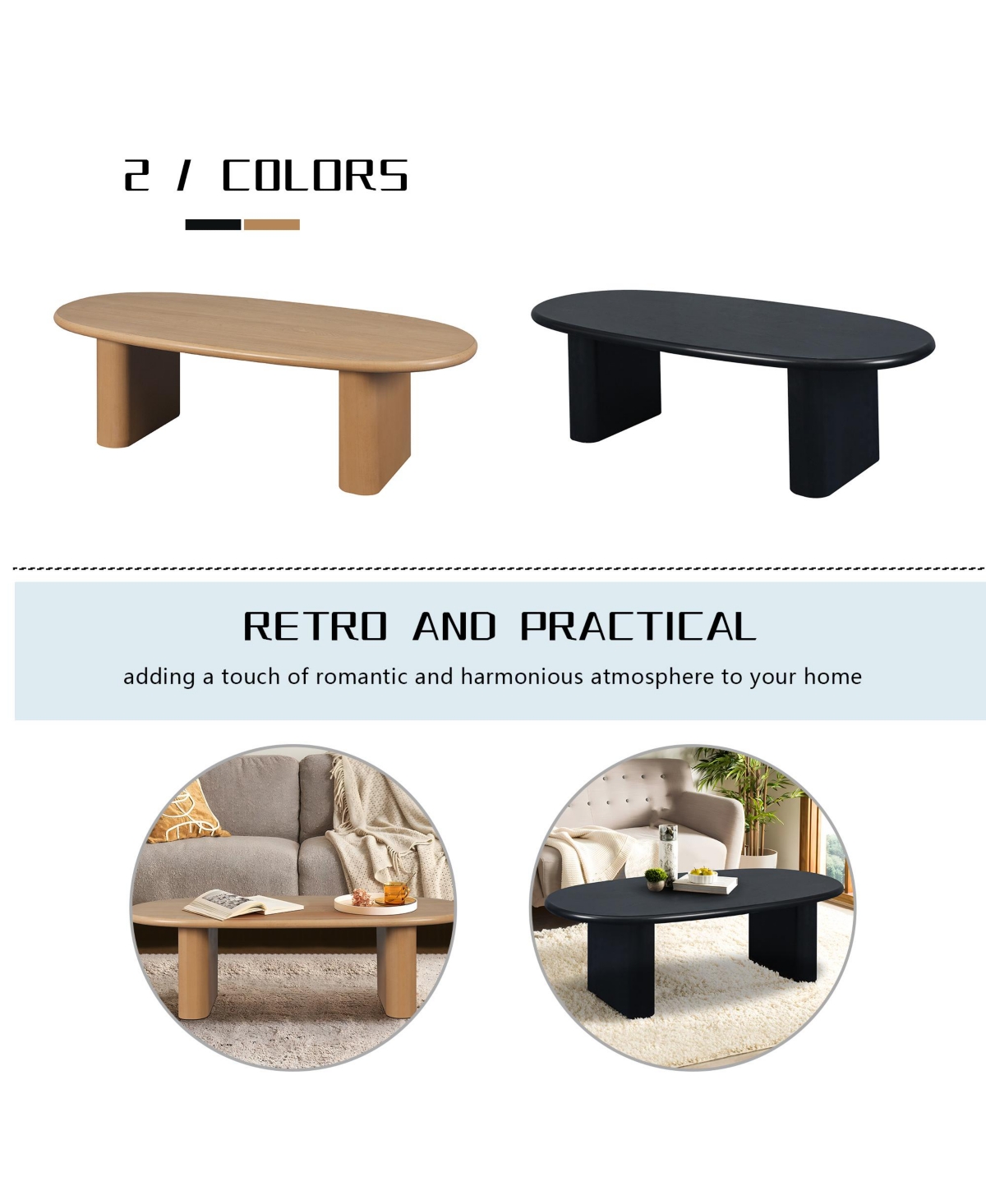 Slickblue 51'' Tapered Tabletop Coffee Table for Modern Living Room Decor