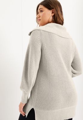 June + Vie Women's Plus Size Half-Zip Sweater