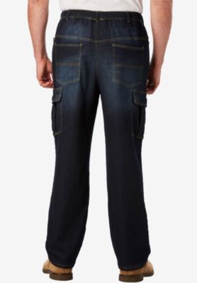 Big & Tall Relaxed Fit Cargo Denim Look Sweatpants