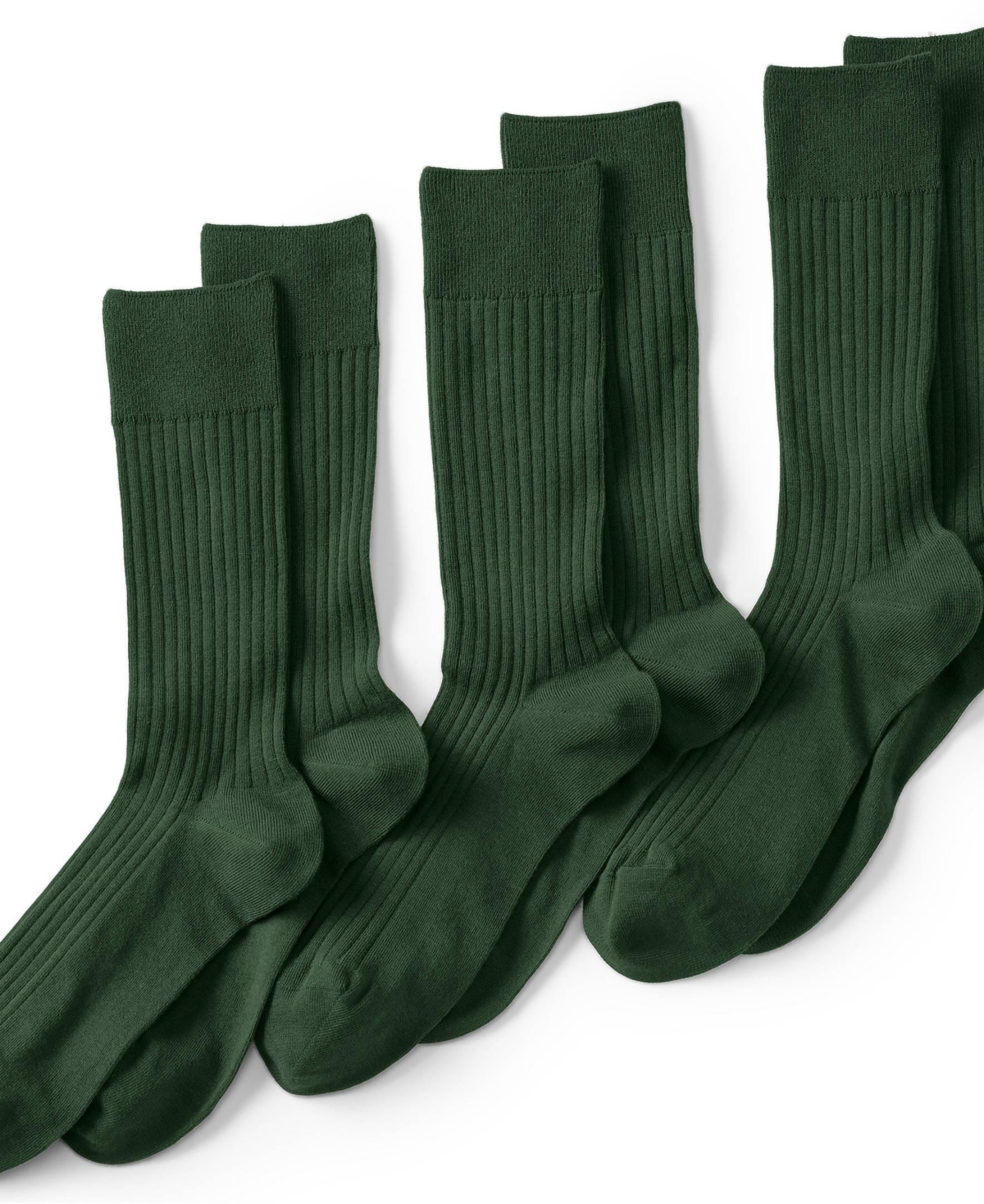 Lands' End Men's Seamless Toe Cotton Rib Dress Socks (3-pack)