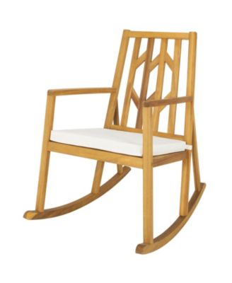 Patio Acacia Wood Rocking Chair Sofa with Armrest and Cushion for Garden and Deck