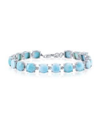 Sterling Silver, 6.5mm 4-Prong Tennis Bracelet (Available in Larimar, Lapis, or Malachite)