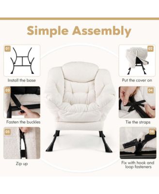 Large Cozy Head Pillow Stylish Tufted Back & Seat Armrests Lazy Chair