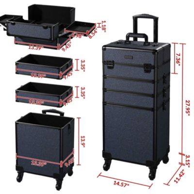 4in1 Rolling Makeup Train Case Cosmetic Organizer Rococo Coral