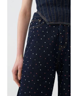 Women's High Waist Folding Leg Jeans