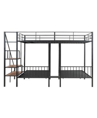 Full Over Twin-Twin Triple Bunk Bed With Drawers And Staircase