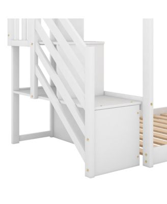 Streamdale Twin Over Twin Bunk Bed With Convertible Slide And Stairway