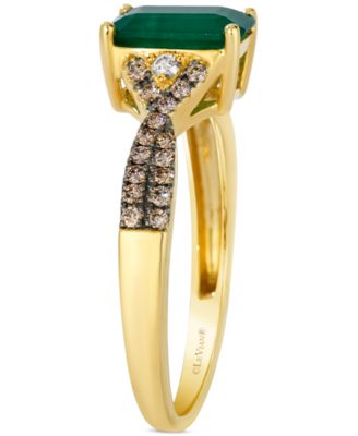 Emerald (1-1/5 ct. t.w.), Chocolate Diamond (1/5 ct. t.w.) & Nude Diamond (1/20 ct. t.w.) Ring in 14k Honey Gold