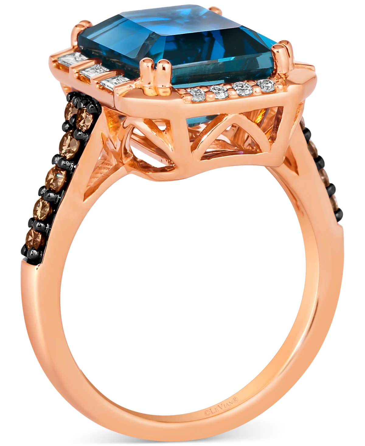Le Vian London Blue Topaz (6 Ct. T.w.) & Diamond (5/8 Ct. T.w.) Statement Ring In 14k Rose Gold In Multi