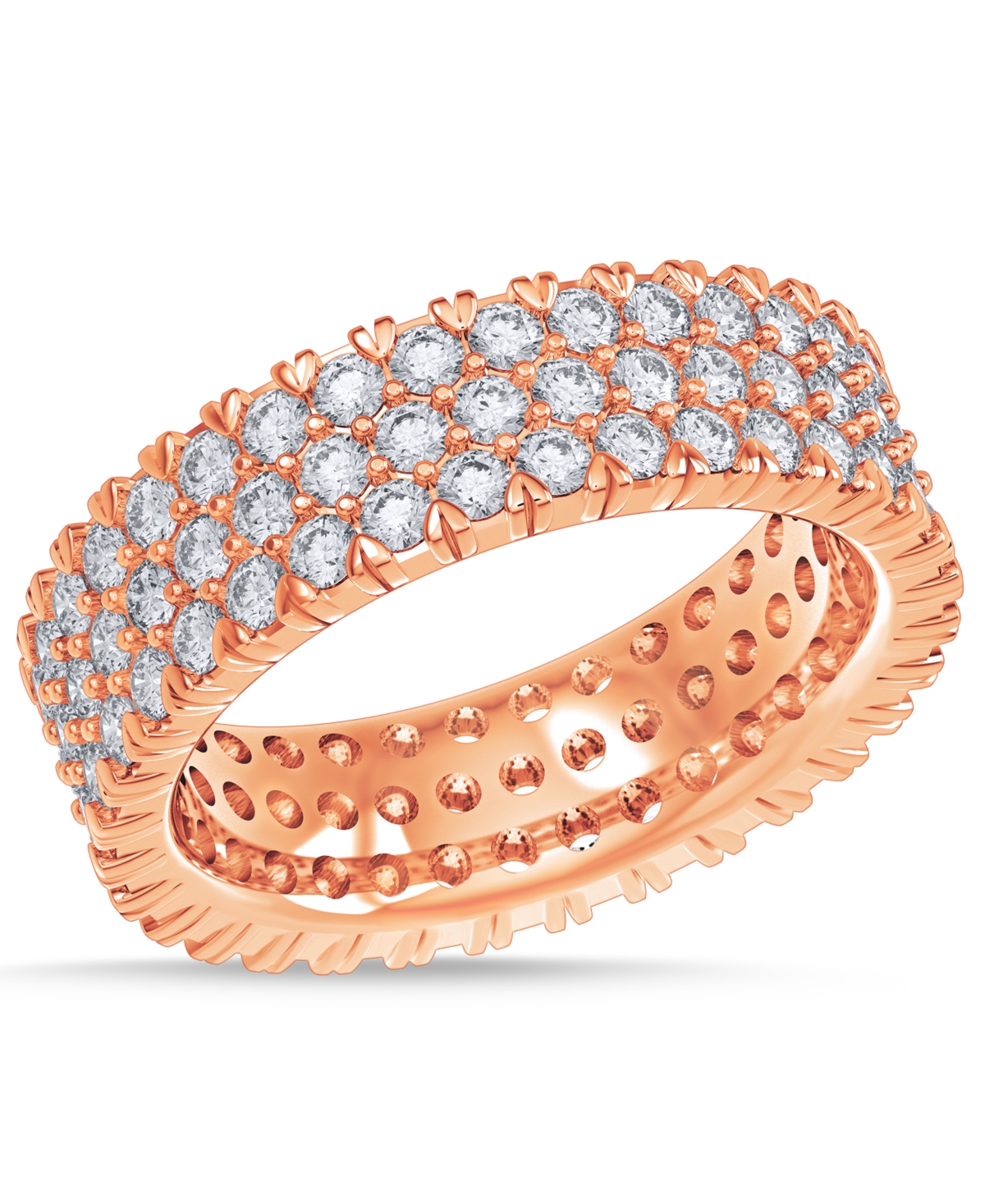 Macy's Diamond Three-row Eternity Ring (3 Ct. T.w.) In Platinum, 14k White Gold, 14k Gold, Or 14k Rose Gold In Rose Gold