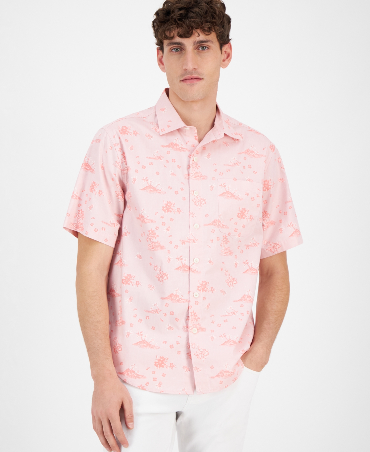 Tommy Bahama Men's Island Bound Chambray Short-sleeve Shirt In Candy Rose