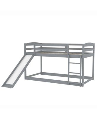 Twin Over Twin Pine Wood Convertible Slide & Ladder Bunk Bed