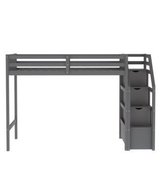 Streamdale Twin Over Full Loft Bed With Staircase