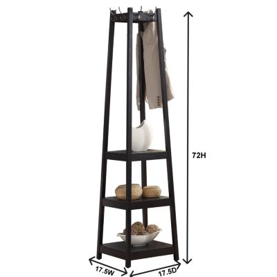 Streamdale Coat Rack w/ 3-Tier Storage Shelves in White Finish