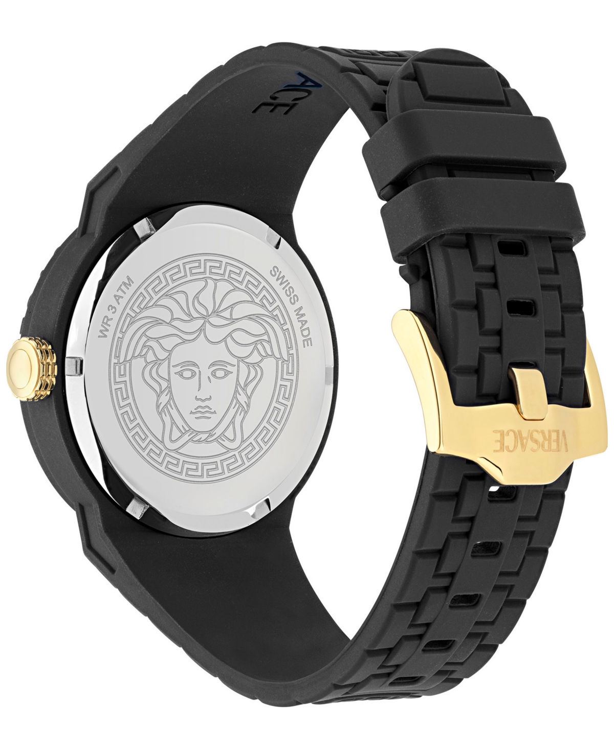 Versace Men's Swiss V-PopSilicone Strap Watch 43mm - Black