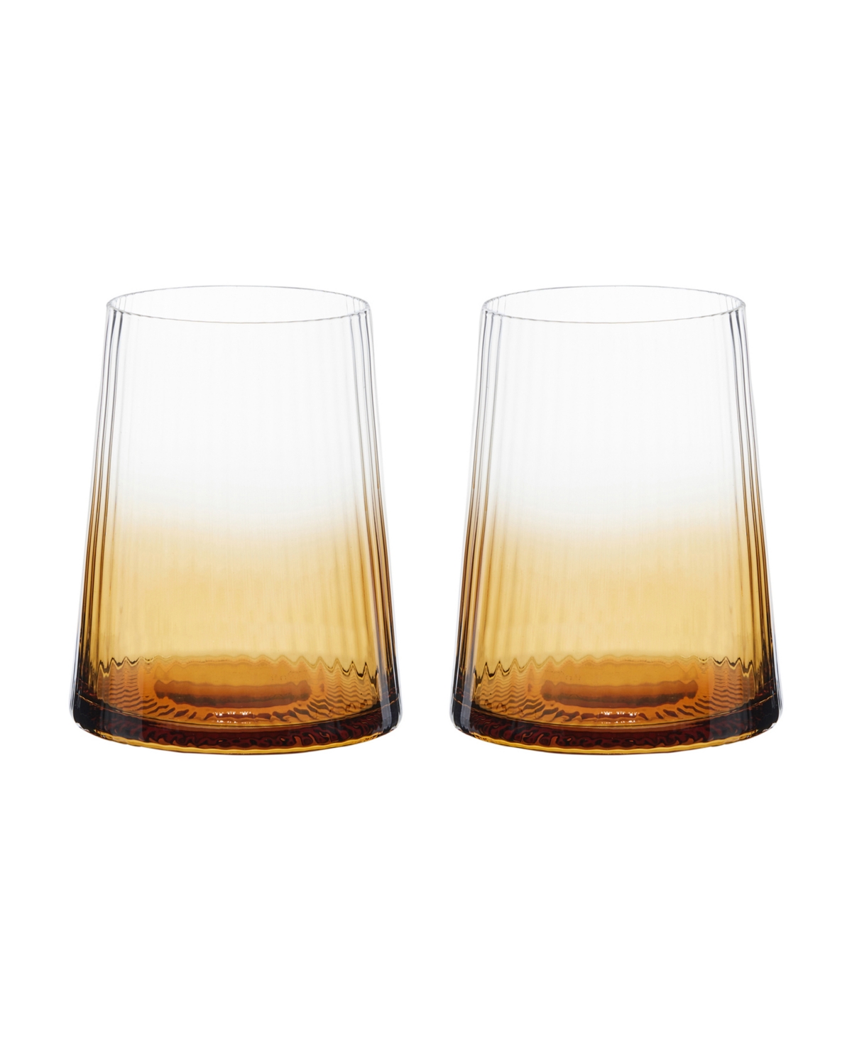 Anton Studio Designs Empire Double Old Fashioned Tumblers Amber, Set Of 2 In Amber