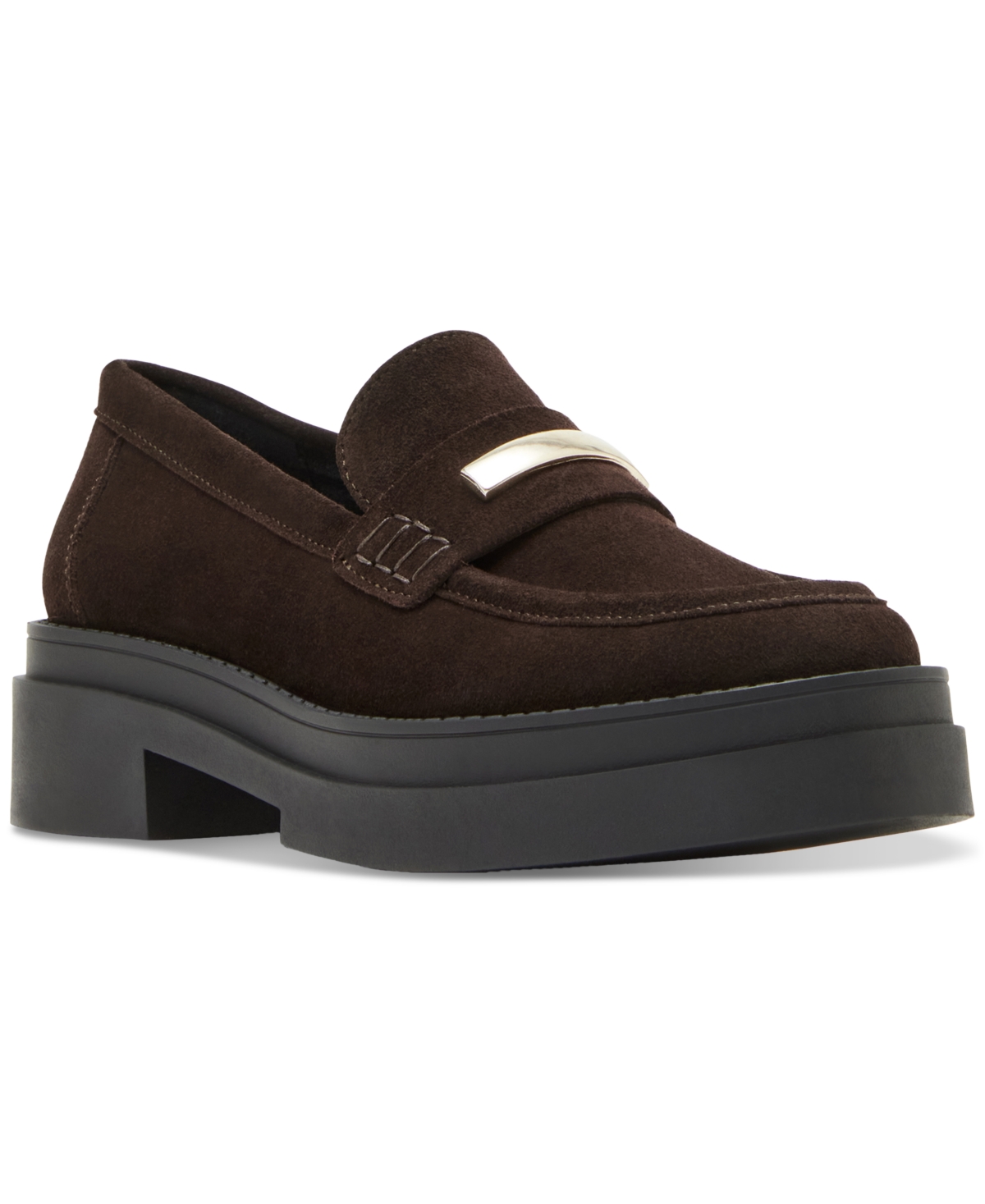 Steve Madden Rodrigo Platform Bit Loafer In Brown Suede