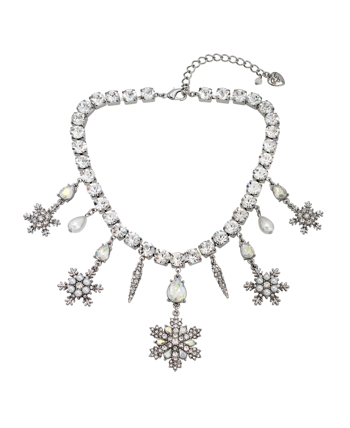 BETSEY JOHNSON FAUX STONE SNOWFLAKE GEM BIB NECKLACE 