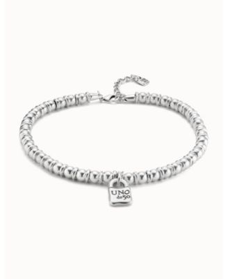 Sterling Silver Metal Alloy Ball Trimmings Necklace with Padlock Charm