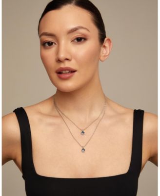 Sterling Silver Metal Alloy Double Chain Necklace