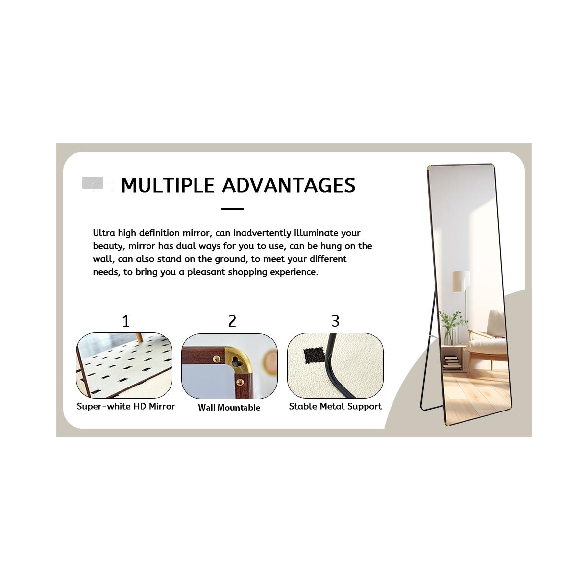 Streamdale Furniture Illuminating Full-Body Mirror Transform Your Space, Reflect Your Beauty