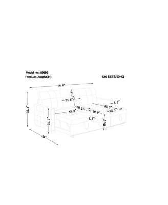 L-Shaped Velvet Sectional Sleeper Sofa, Dark