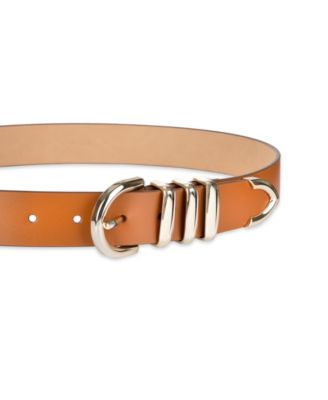 Women's Modern Triple Keeper Beveled Edge Leather Belt