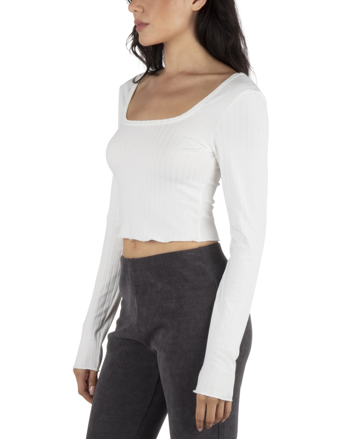 HURLEY JUNIORS' DAKOTA LONG-SLEEVE CROPPED TOP 