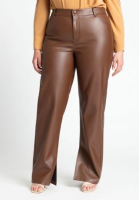 Women's Slit Hem Faux Leather Pant